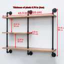 Industrial Pipe Shelf with Wood 43.3in,Rustic Wall Mount Shelf 3-Tiers,Metal Hung Bracket Bookshelf,DIY Storage Shelving Floating Shelves