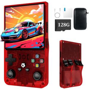 R36MAX Retro Game Console (R36S New Upgrade) - 4K HD 4.0" IPS Screen, 128GB Preloaded 22,000+ Retro Games, Open-Source Linux System, 4000mAh Rechargeable, Portable Video Games (Red 128G)