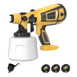 Jiangtaom Paint Sprayer, High Power Electric Spray Paint Gun with 3 Nozzles and 900ml Container, 3 Spray Patterns, Adjustable Flow Rate