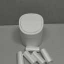 Mini Desk Trash Can with Lid with Trash Bags 180 Pcs Swing-Lid Tiny Countertop Garbage Bin Small Table Top Plastic Covered Waste Basket (White)