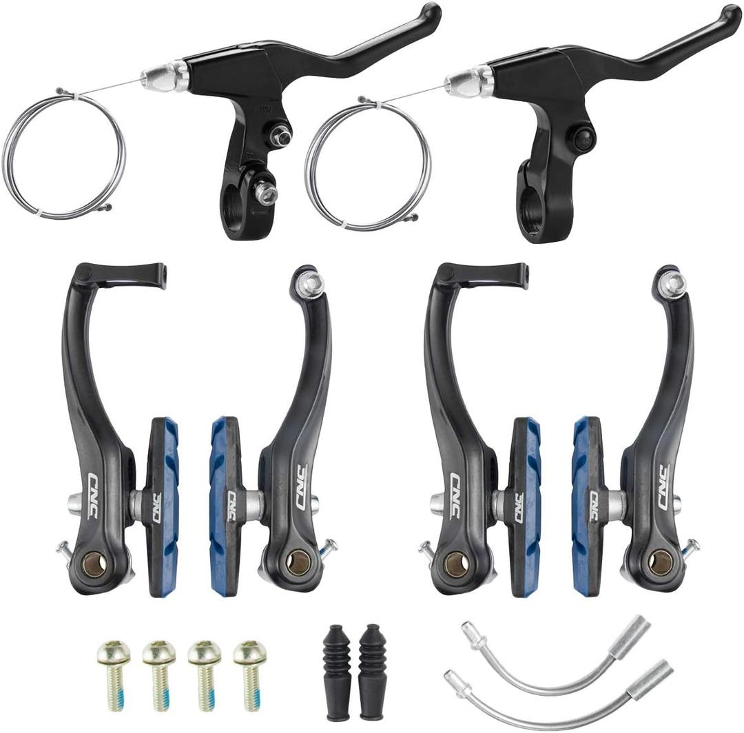 CNC V Brake Set, Bicycle Linear Pull V Brakes for Front/Rear Wheel, Long Arm 110mm, Black