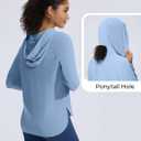 Women's UPF 50+ Sun Shirt with Hoodie SPF Long Sleeve UV Protection Clothing Lightweight Fishing Hiking Outdoor (Blue, M)