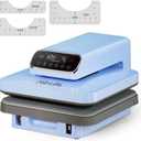 PYD Life 120 V Auto Heat Press Machine for T Shirts 15" x 15" Touch Screen Light Blue Smart Heat Press for Sublimation Blanks Ornaments Frames Bags Sublimation DTF Vinyl Printing