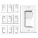 BESTTEN 10 Pack 3-Way Decorator Wall Light Switch with Wallplate, 15A 120V/277V, Single Pole or Three Way, On/Off Paddle Rocker Interrupter, UL Listed, White
