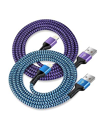 USB A to Lightning Cable-2Pack/6Ft Nylon Braided Long iPhone Charger Cord, Apple Approved Fast Charging Power Wire for iPhone 14 Pro Max, 13 Pro Max, 13Pro, 13, 13 Mini, 12 11 10 XR XS X 8 Plus 7 6 6s