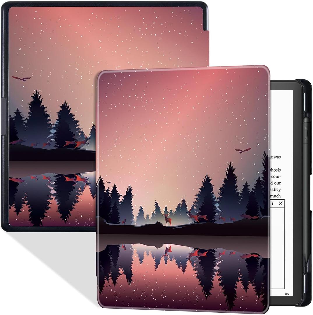 BOZHUORUI Case for 10.2" Kindle Scribe 2022/2024 Tablet - Slim Lightweight PU Leather Book Folio Cover with Pen Holder & Auto Sleep/Wake (Nightfall-2)