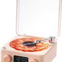 The Waves Vinyl Player, Waves Bluetooth Speaker, 2025 New Portable Vintage Vinyl Speaker with Adjustable Light and Time for Bedroom, Party (Pink)