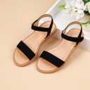 PANDANINJIA Gina Girls Sandals Open Toe Summer Flats Dress Sandals Shoes Toddler/Little Kid/Big Kid (Black Nubuck)