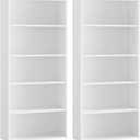 VASAGLE Set of 2 Bookshelves, 23.6 Inches Wide, 5-Tier Open Bookcases with Adjustable Storage Shelves, Floor Standing Units, Cloud White ULBC165T14-2