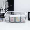 Yesesion Large Cord Organizer Box with Lid and Handle, Plastic Phone Charger Cable Holder with 12 Compartments for Desk Drawer, Clear Art Crafts Container with Removable Inner Cups