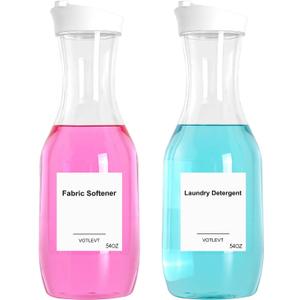 54 OZ Laundry Detergent Dispenser, Laundry Soap Dispenser, Liquid Laundry Detergent Container and Organizer, Clear Plastic Fabric Softener and Laundry Powder Dispenser for Laundry Room, 2Pack