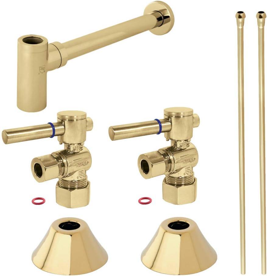 Kingston Brass CC53302DLLKB30 Trimscape Modern Plumbing Sink Trim Kit with Bottle Trap in Polished Brass