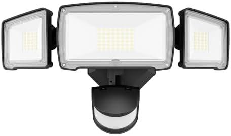 HGGH Motion Sensor Outdoor Lights – Flood Lights Outdoor Security Light, LED Floodlights IP65 Waterproof 6000K 38W 4200LM with 3 Adjustable Heads, Exterior Light for House, Backyard, Porch