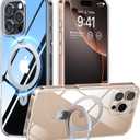 TORRAS for iPhone 16 Pro Max Case Clear with Stand, [Fit for MagSafe][Shockproof Military Grade Protection] Slim Magnetic Phone Case for iPhone 16 Pro Max 6.9" 2024, Clear