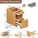 3 Drawers Nightstands with Charging Station,Modern Nightstand with Hidden Drawer,Jewelry Drawer,Mobile Bedside Table for Bedroom,Natural Finish, 16.5"d X 11.8"w X 19.7"h