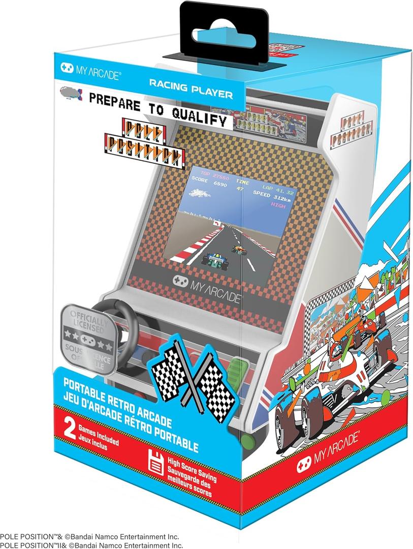 My Arcade Pole Position Racing Player: Retro Mini Arcade Game Console with 2 Games, Real Racing Controls, Gifts for Adults,Full Color Screen