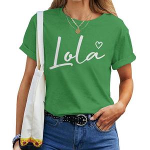 Cute Lola Lover Gift for Women Grandma Christmas Gifts T-Shirt Green, XL