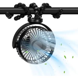 Stroller Fan, Portable Fan 20H Battery Operated Small Clip on Fan 360° Rotate Flexible Tripod 4000mAh Baby Fan Handheld USB Desk Cooling Fan for Bedroom Car Seat Crib Treadmill Travel Camping