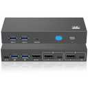 DisplayPort USB 3.0 KVM Switch 1 Monitor 2 Computers 8K@60Hz 4K@144Hz KVM Switcher 2 in 1 Out with 4 USB-A, 2 USB-C, Wired Controller for Laptop, Desktop