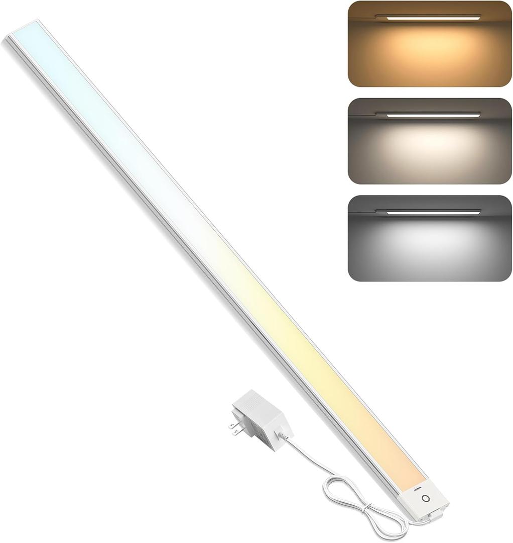 MYPLUS 24" Under Cabinet Lights, 5 Color Temps Under Counter Lights with Dimmable 630Lumens,98 LEDs,12W,Ultra Thin LED Light Bar Plug-in for Kitchen, Cabinet, Counter and Shelf