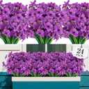 AGIRL 24 Bundles Artificial Flowers for Outdoor,No Fade Fake Plastic Flowers Faux Plants for Decoration Hanging Planters Indoor Outside Garden Porch Window Box Home Wedding Farmhouse (Purple)
