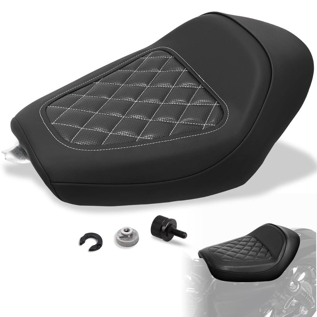 WOWTK Front Driver Rider Solo Seat for Harley Sportster Iron 883 1200 XL883 XL1200NS Forty-Eight XL1200X 2010-2022,White