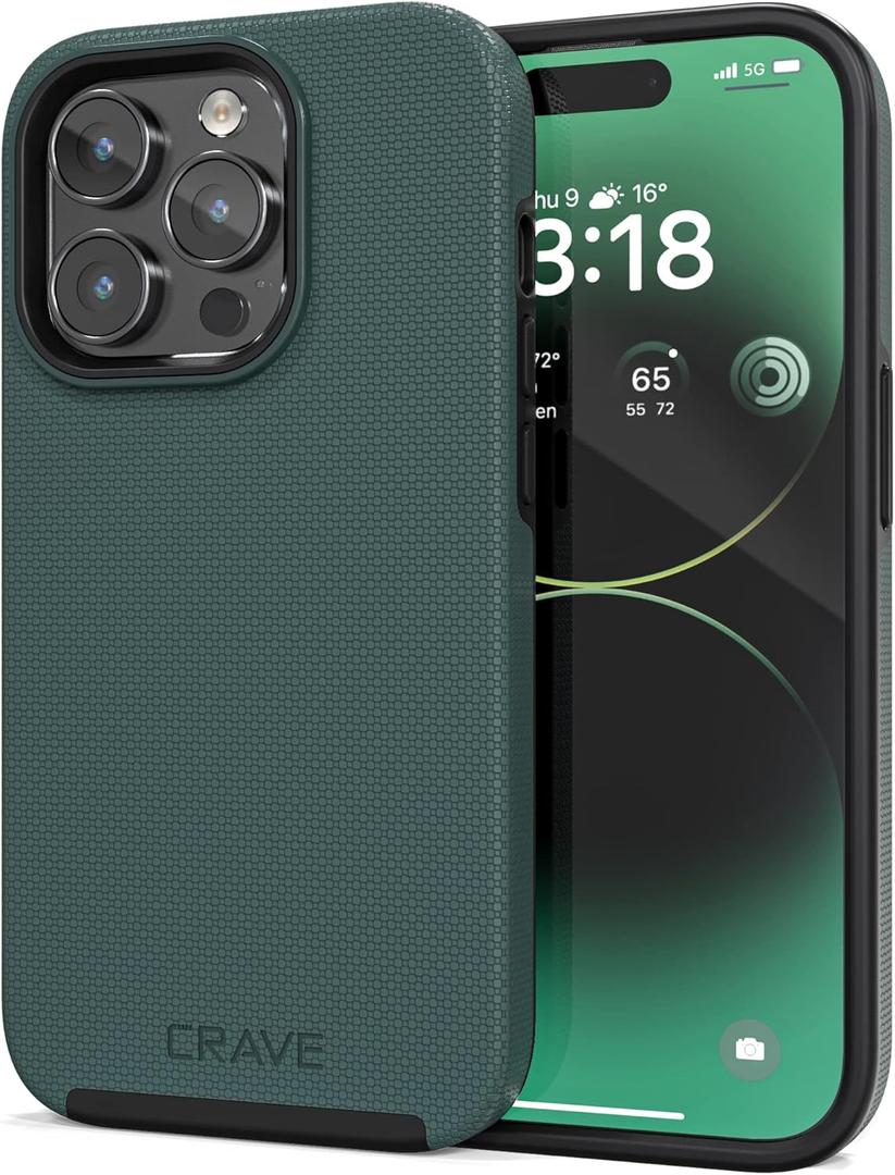 Crave Dual Guard for iPhone 14 Pro, Shockproof Protection Dual Layer Case for Apple iPhone 14 Pro (6.1") - Forest Green