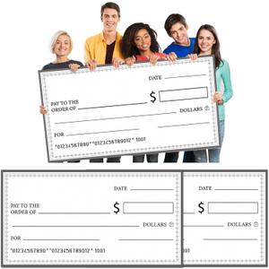 Dianelhall 2 Pcs Big Checks for Presentations 30 x 16'' Giant Large Big Blank Fake Check for Graduation Presentations Donation Awards Fundraisers Charity(Minimalist)