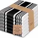Urban Villa Kitchen Towels 100% Cotton Dish Towels for Kitchen (Set of 6)20x30 Dish Cloths Highly Absorbent Kitchen Linen Set with Hanging Loop Perfect for Drying Dishes Cleaning Towels-Black White