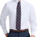 Izod Men's Dress Shirt Regular Fit Long Sleeve Wrinkle Free Stretch Button Down Collar (White, XL)