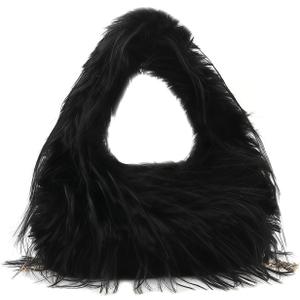 Womens Fluffy Faux Fur Tote Bag Feather Evening Bags Clutch Purses Shoulder Crossbody Bag