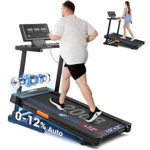 Treadmill 0%-15% Incline, Runing Treadmills for Home, 3.0HP Treadmill with Incline, 0.5-9.0 MPH Foldable Treadmill with Pulse Sensors, LED Display