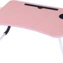 Garstc Foldable Lap Desk, Portable Bed Desk with Cup Holder, Tablet Slot & Storage Drawer, Portable Laptop Tray for Bed & Sofa, 24.5*18, Multifunctional Bed Table for Laptop, Writing, Reading