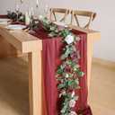 Lookein Artificial Rose Flower Garland Greenery Garland 5FT for Wedding Ceremony Backdrop Arch Flowers Table Centerpieces Decorations, Burgundy