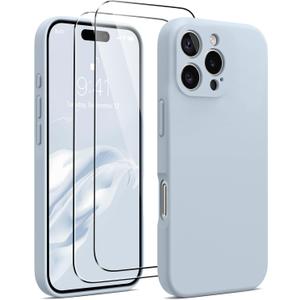 AOTESIER Magnetic for iPhone 16 Pro Max Case, [Compatible with MagSafe][Camera Protection], Food Grade Silicone Phone Case with [2 Screen Protectors], Anti-Scratch Lining, 6.9inch, Baby Blue