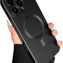 Magnetic Case for iPhone 16 Pro Phone Case for Women, Matte Luxury Soft Metallic Luster Design with Camera Lens Protector, Compatible with Magsafe Case for iPhone 16 Pro 6.3"-Black