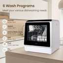 Countertop Dishwasher, 6 Programs Portable Dishwasher with Water Tank
No Hookup Needed, 167 °F High-Temperature Washing, Baby Care & Hot Air Drying Function for Homes, Apartments and RVs