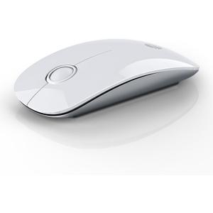 Bluetooth Wireless Mouse - (BT5.1+USB) Slim Dual Mode Computer Mice with Quiet Click, Low Power, and 1600 DPI, Portable Cordless for MacBook, Laptop, iPad Pro/Air, Chromebook (White)
