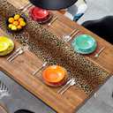 Leopard Print Table Runner 72 Inches Long, Animal Style Table Runner Dresser Scarves, Wildlife Safari Burlap Dining Room Table Decor for Kitchen Farmhouse Indoor Outdoor Home Party, 2 pack