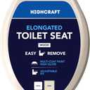 HIGHCRAFT Premium Elongated Toilet Seat with Adjustable Hinges & Quick Removal Mechanism - Molded Wood Toilet Seat - Fits Standard Elongated Toilets - Oval Seat in Bone/ Beige