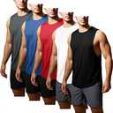 GYM REVOLUTION 5 Pack Workout Sleeveless Shirts Muscle Gym Tank Tops for Men Black White Red Blue Dark Grey, XL