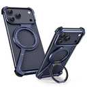 OATSBASF Minimalist Phone Case for iPhone 17 Pro Case, 360° Rotation Kickstand Aluminum Metal Frameless Design Bumper Z Case, Protective Shock Grade Shell, Blue