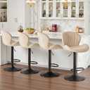 Sweetcrispy Bar Stools Set of 4, Modern Swivel Bar Chairs, Adjustable Fabric Upholstered Barstools Counter Height with Backrest for Bar, Kitchen Island, Dining Room, Beige