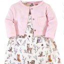 Hudson Baby baby girls Cotton and Cardigan Set Casual Dress, Enchanted Forest, 3-6 Months US