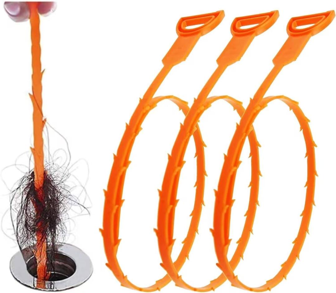 Forlivese Drain Snake, Drain Clog Remover,Hair Snake Tool Drain Opener,Sink Snake for Sewer Kitchen Sink Bathroom Tub Toilet Clogged Drains Relief Cleaning Tool, 3 Pack 25 Inch