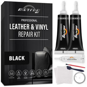 Black Leather & Vinyl Repair Kit, Leather Repair Kit for Car Seat, Shoes, Jacket, Sofa, Couch, Purse, Steering Wheel, Console, Easily Restores Faux, Artificial, Genuine Pleather With Easy Instructions