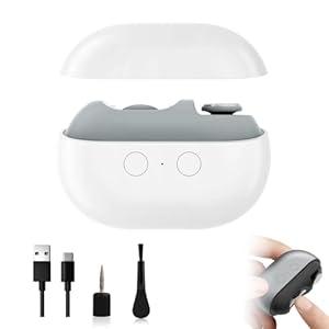 Easy Clip Nail Clippers, New 3-in-1 Automatic Nail Clippers with Polishing & LED Light, Storage, Painless Fingernail Toenail Trimmer for Seniors, Baby and Adults(White)