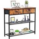 Furologee Console Sofa Table with Storage Shelf for Entry Way, Small 30'' Entryway Table with 2 Fabric Drawers, Industrial Display Shelves for Hallway, Entrance, Foyer, Rustic Brown