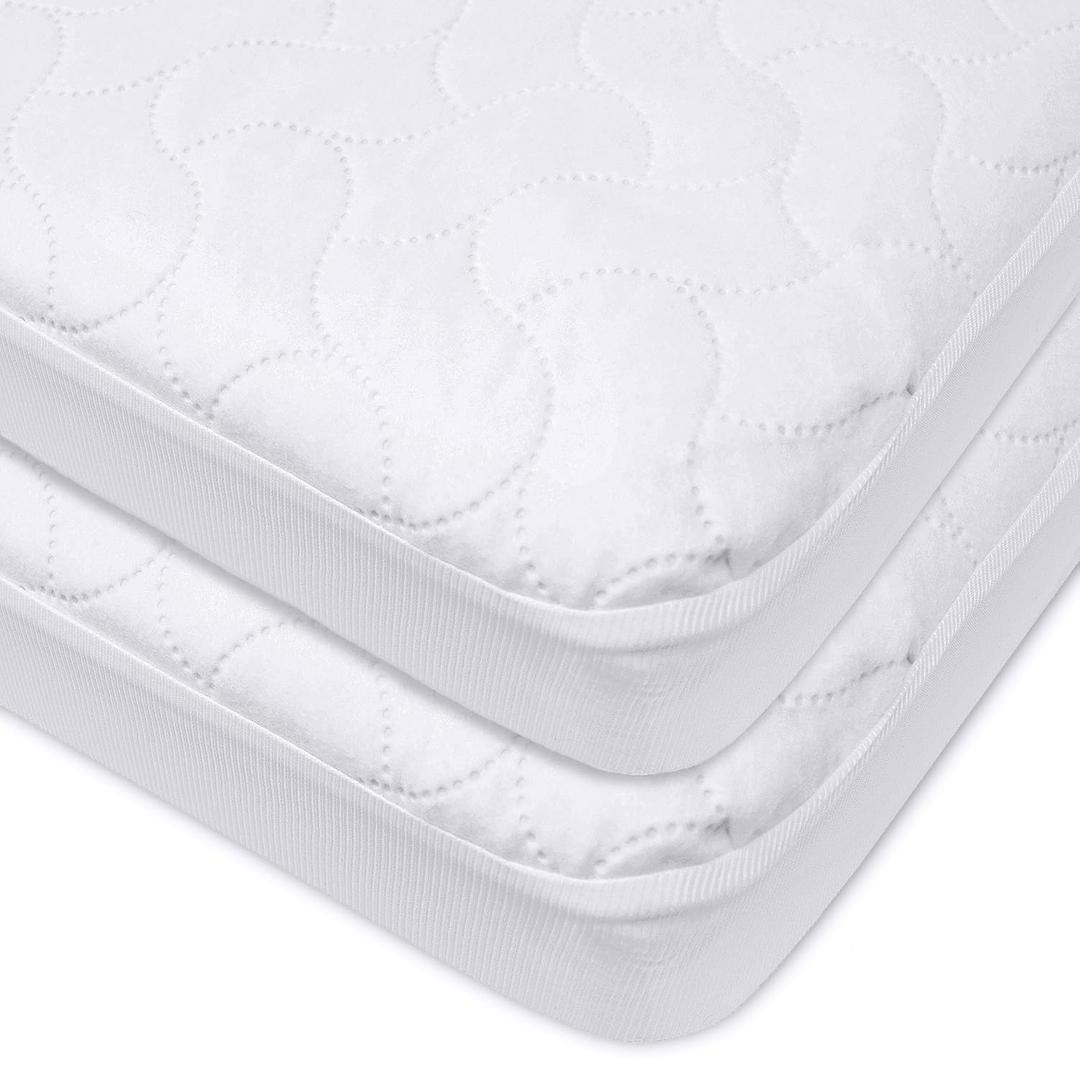 American Baby Company 2 Pack Waterproof Fitted Pack and Play Mattress Protector 39" x 27" - Quilted, Noiseless, Soft & Breathable Playpen and Pack n Play Mattress Cover