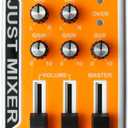 JUST MIXER Audio/DJ Mixer - Battery/USB Powered Portable Pocket Audio Mixer w/ 3 Stereo Channels (3.5mm) Plus On/Off Switch (Orange)